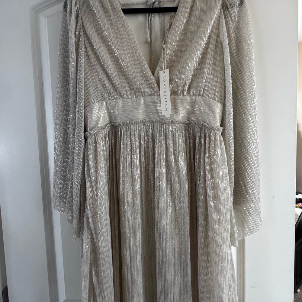 NEW Lovestitch Gold Silver Long-Sleeve Dress